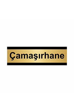 Çamaşırhane 7x20cm Altın Renk Metal Yönlendirme Levhası