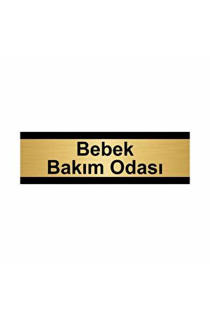 Bebek Bakım Odası 5x20cm Altın Renk Metal Yönlendirme Levhası