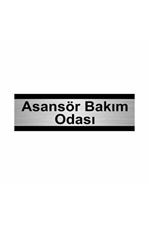 Asansör Bakım Odası 5x20cm Gümüş Renk Metal Yönlendirme Levhası