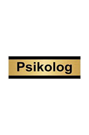 Psikolog 5x20cm Altın Renk Metal Yönlendirme Levhası