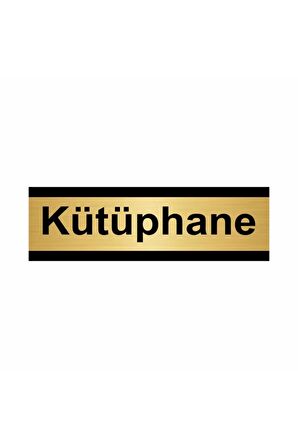 Kütüphane 7x20cm Altın Renk Metal Yönlendirme Levhası
