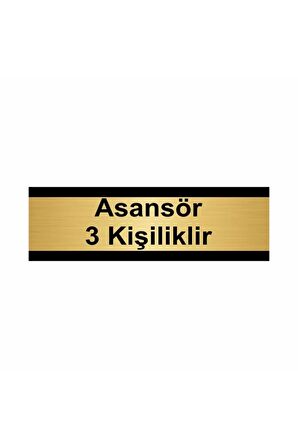 Asansör 3 Kişiliktir 5x20cm Altın Renk Metal Yönlendirme Levhası
