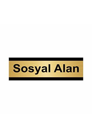 Sosyal Alan 5x20cm Altın Renk Metal Yönlendirme Levhası