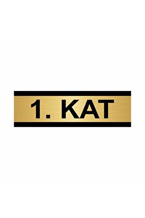1. Kat 10x20cm Altın Renk Metal Yönlendirme Levhası