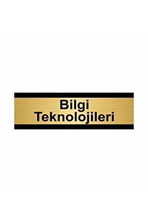 Bilgi Teknolojileri 5x20cm Altın Renk Metal Yönlendirme Levhası