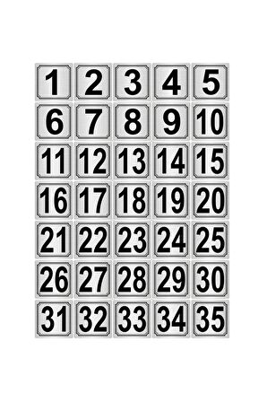 Metal Kapı,masa,dolap Numarası 15cmx15cm 35 Adet