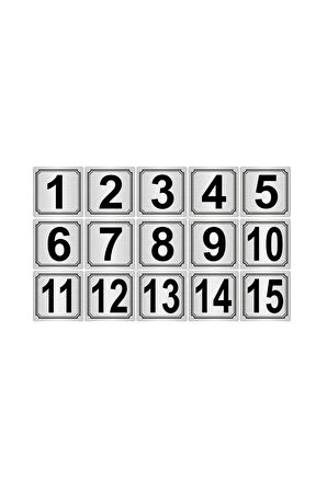 Metal Kapı,masa,dolap Numarası 15cmx15cm 15 Adet (1..15) Gümüş Renk Metal