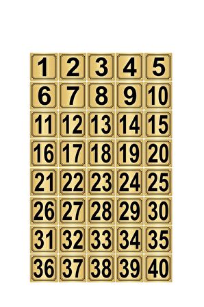 Metal Kapı Masa Dolap Numarası 7 cm 7 cm 40 Adet 1.40 Altın Renk Metal