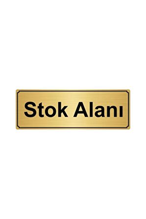 Stok Alanı Yönlendirme Levhası 7cmx20cm Altın Renk Metal