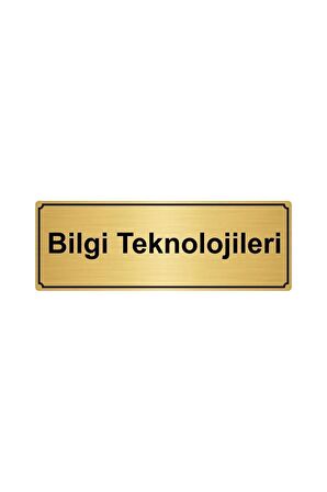 Altın Renk Metal Bilgi Teknolojileri Yönlendirme Levhası 10cmx20cm
