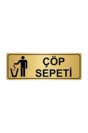 Altın Renk Metal Çöp Sepeti Yönlendirme Levhası