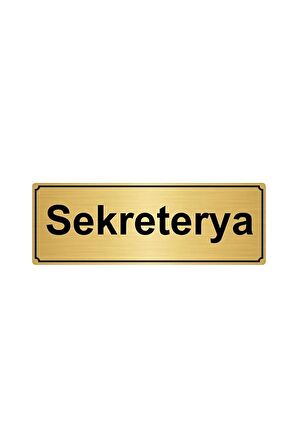 Sekreterya Yönlendirme Levhası 10cmx20cm Altın Renk Metal