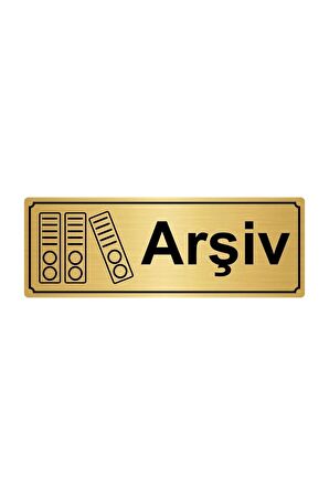 Altın Renk Metal Arşiv Yönlendirme Levhası 7cmx20cm