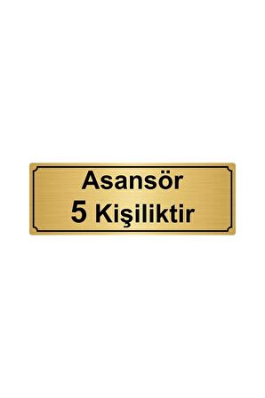 Altın Renk Metal Asansör 5 Kişiliktir Yönlendirme Levhası 7cm x 20cm