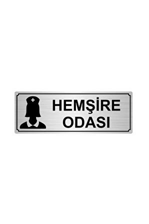 Gümüş Renk Metal Hemşire Odası Yönlendirme Levhası
