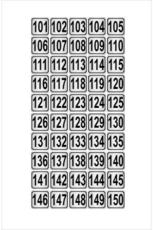 Metal Kapı,masa,dolap Numarası 4cmx4cm 50 Adet (101…150) Gümüş Renk Metal