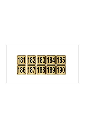 Metal Kapı,masa,dolap Numarası 3,5cmx3,5cm 10 Adet (181…190) Altın Renk Metal