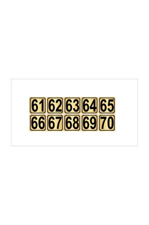 Metal Kapı-Masa-Dolap Numarası 10 cmx10 cm 10 Adet (61…70) Altın Renk Metal
