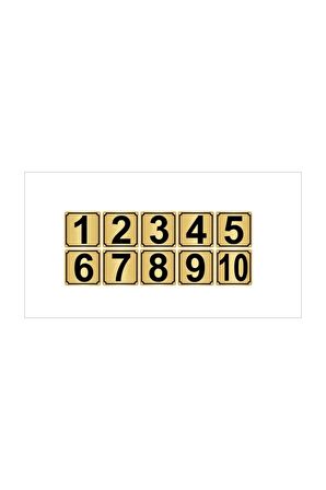 Altın Renk Metal Kapı Masa Dolap Numarası 3,5 x 3,5 cm 10 Adet 1 10
