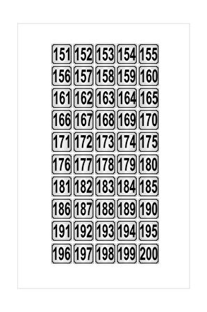 Metal Kapı,masa,dolap Numarası 5cmx5cm 50 adet (151…200) Gümüş Renk Metal