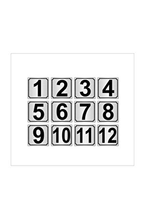 Metal Kapı,masa,dolap Numarası 7cmx7cm 12 Adet (1…12) Gümüş Renk Metal