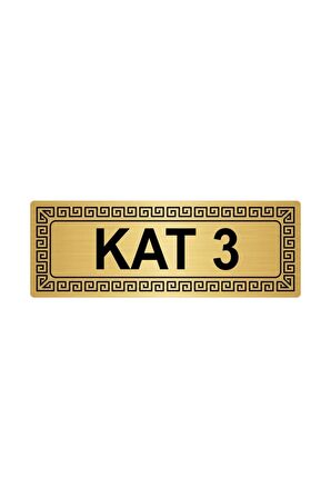 Kat 3 7cmx20cm Metal Yönlendirme Levhası Altın Renk Metal