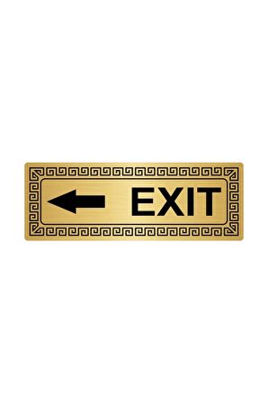 Exıt Sola 7cmx20cm Metal Yönlendirme Levhası Altın Renk Metal