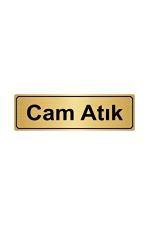 Cam Atık Yönlendirme Levhası 5cmx20cm Altın Renk Metal