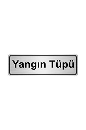 Yangın Tüpü Yönlendirme Levhası 7cmx20cm Gümüş Renk Metal