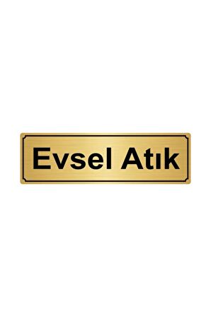 Plastik Atık Yönlendirme Levhası 5cmx20cm Altın Renk Metal