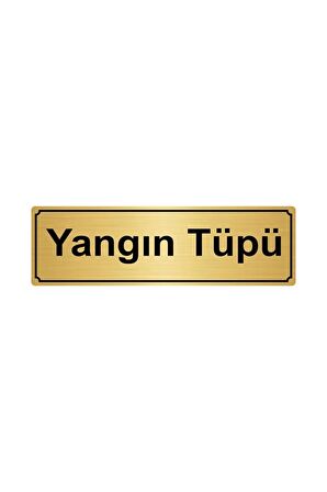 Yangın Tüpü Yönlendirme Levhası 5cmx20cm Altın Renk Metal