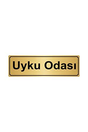 Uyku Odası Yönlendirme Levhası 5cmx20cm Altın Renk Metal
