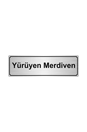 Yürüyen Merdiven Yönlendirme Levhası 5cmx20cm Gümüş Renk Metal