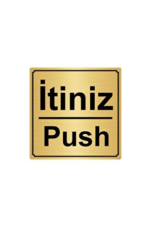 Itiniz/push 15cmx15cm Metal Yönlendirme Levhası Altın Renk Metal
