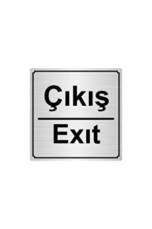 Çıkış Exıt 15cmx15cm Metal Yönlendirme Levhası Gümüş Renk Metal