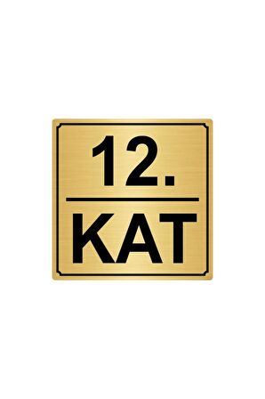12.kat 15cmx15cm Metal Yönlendirme Levhası Altın Renk Metal