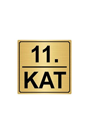 11.kat 15cmx15cm Metal Yönlendirme Levhası Altın Renk Metal