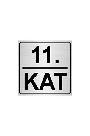 11.kat 15cmx15cm Metal Yönlendirme Levhası Gümüş Renk Metal