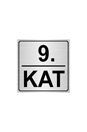 9.kat 15cmx15cm Metal Yönlendirme Levhası Gümüş Renk Metal