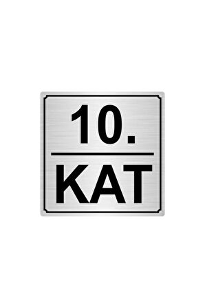 10.Kat 15cmx15cm Metal Yönlendirme Levhası Gümüş Renk Metal