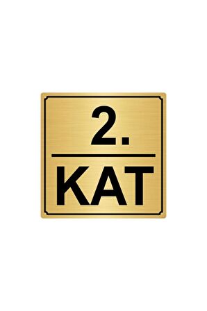 2.kat 15cmx15cm Metal Yönlendirme Levhası Altın Renk Metal