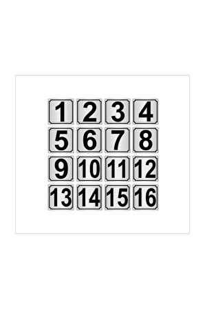 Metal Kapı,masa,dolap Numarası 5cmx5cm 16 Adet (1...16) Gümüş Renk Metal