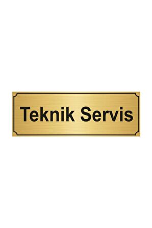 Teknik Servis Yönlendirme Levhası 10cmx20cm Altın Renk Metal
