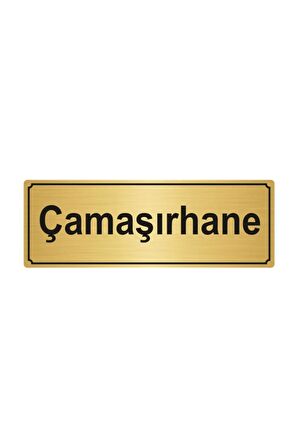 Çamaşırhane Yönlendirme Levhası  Altın Renk Metal 7cmx20 cm.
