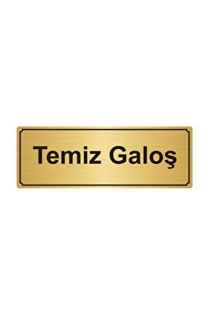 Temiz Galoş Yönlendirme Levhası 5 cmx20 cm Altın Renk Metal