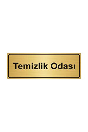 Temizlik Odası Yönlendirme Levhası 5cmx20cm Altın Renk Metal