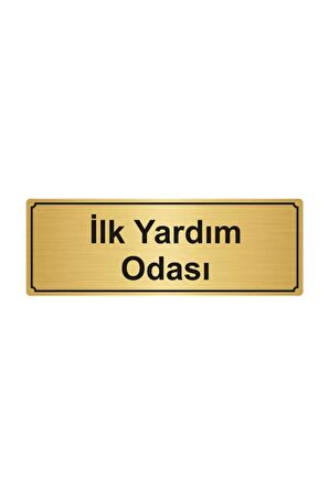 Ilk Yardım Odası Yönlendirme Levhası 5cmx20cm Altın Renk Metal