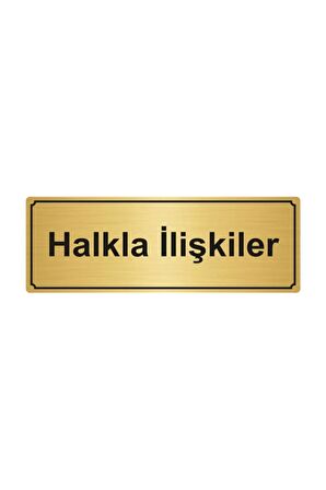 Halkla Ilişkiler Yönlendirme Levhası 5cmx20cm Altın Renk Metal