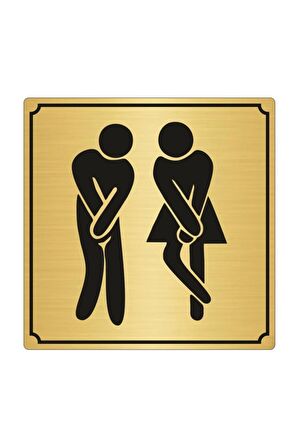 Wc Bay Bayan Yönlendirme Levhası 15 X 15 cm Yapışkanlı Altın Renk