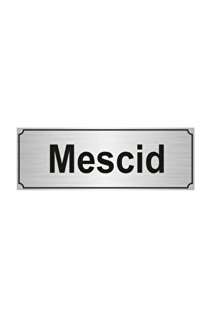 Mescid Yönlendirme Levhası 5cmx20cm Gümüş Renk Metal